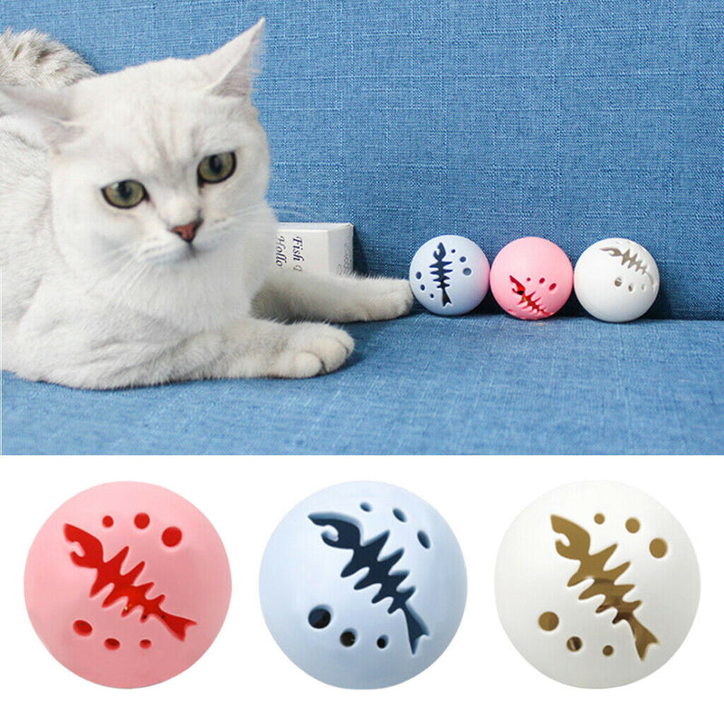 3pcs 5cm Plastic Interactive Cat Ball Toys Funny Bell Ball Flash Light Ball