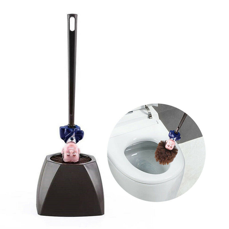 1 Set Toilet Brush w/ Bowl Holder Emmanuel Macron Head Brushes For Home Plastic