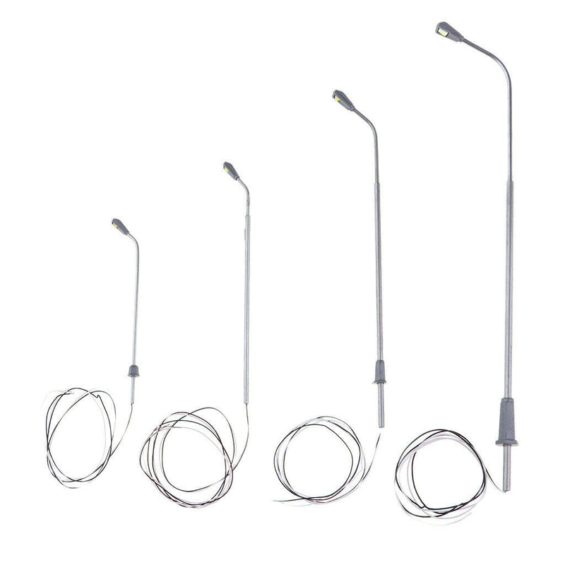 10X White LED Street Light Stainless Steel 1/75 HO OO Scale Layout Park Garden