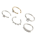 5Pcs Star Crystal Nose Ring Hoop Studs Chic Handmade Fashion Charm Jewelry