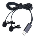 Mini Lavalier Lapel Microphone Dual Headed Recording Clip On Mic usb Interfa Gw