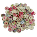 100x Round 2 Holes Wooden Flat Buttons for Sewing Crafting Scrapbooking 15mm