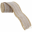 2M Pretty Lace Edged Hessian Burlap Ribbon Roll for Rustic Wedding Party De