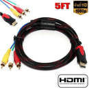 US 5Ft HDMI To 3-RCA Video Audio AV Component Converter Adapter Cable For H
