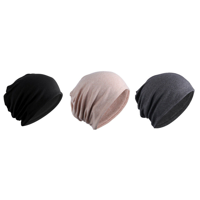 3 Pcs Women's Slouchy Beanie Hat Stretch Solid Chemo Cap Headwear Turban