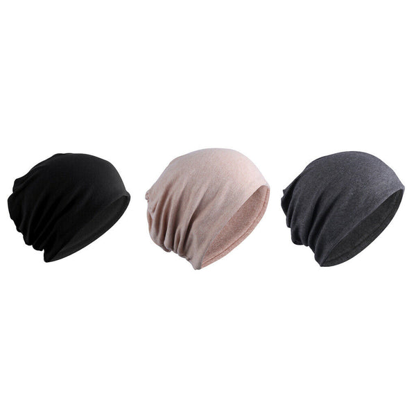 3 Pcs Women's Slouchy Beanie Hat Stretch Solid Chemo Cap Headwear Turban