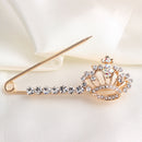 2Pcs Crystal/Rhinestone Lovely Crown Knot Safty Pin Brooch for Women Dress