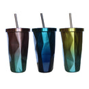 Stainless Steel Tumbler Water Coffee Bottle Drink Cup w/ Straw 500ml Yellow