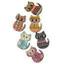100PCs Natural Wooden Buttons Cute Cat Shape Decorative Sewing Buttons 2 Ho S3T9