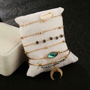 6pcs Turquoise Shell Bracelet Boho Moon Charm Bangles Women Jewelry Gift