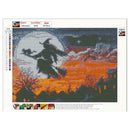 5D DIY Full Drill Diamond Painting Halloween Cat Witch Cross Stitch Kit