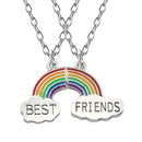 5X(Best Friends Necklace A Pair Enamel Puzzle Rainbow Cloud Pendant Neckla J9A7)