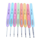 8pcs Colorful Soft Plastic Handle Alumina Crochet Hooks Knitting Needles Se