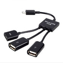 Chic 3in1 Micro USB HUB Male to Female and Double USB 2.0 Host OTG Adapter Cable