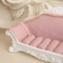 Pink Lace Sofa Shape Ring Earring Studs Jewelry Display Storage Showcase