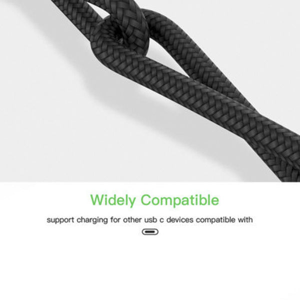 USB Type-C to USB-C 3.1 Nylon Braided 3A Charging Cable Male to Male Data Cable