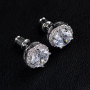 1Pair Crystal Women's Nice Zircon Inlaid Ear Stud Platinum Plated Earrings TR