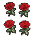 5pcs Red Rose Flower Embroidery Cloth DIY Sewing Iron on Patch(7X5cm)