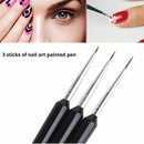 3x Nail Art Pen Dotting Drawing Painting UV Gel Liner Polish Brush Accessories*