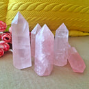100% Natural Rock Random Pink Rose Quartz Crystal Stone Point Healing Wand