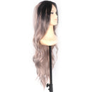 Wig female black gray bleaching gradient large wave hair set in the curly hai@