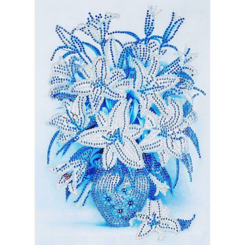 5D DIY Special Shaped Diamond Painting Blue Flowers Cross Stitch Embroidery