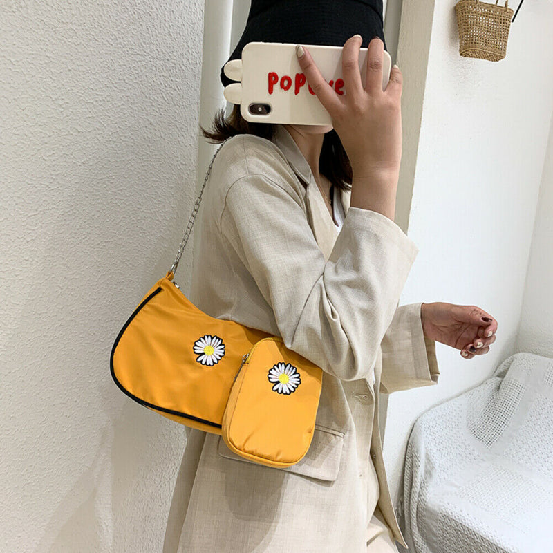 Daisy Underarm Shoulder Bag Multi-function Women Messenger Handbag (Yellow)