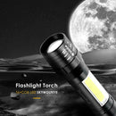 Skywolfeye Zoomable T6+COB LED Flashlight USB Rechargeable 4 Modes Torch