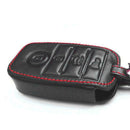 Black Leather Smart Remote 4 Buttons Key Chain Holder Cover Fob For Kia K5 K3
