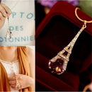 New Womens Paris Eiffel Tower Transparent Crystal Ball Pendant Long NecklaceHW
