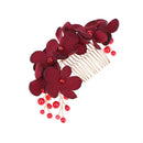 1Pc Bridal wedding bridesmaid red flower hair comb clip hairpin accessories 3C