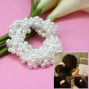 Hot Women Girl White Beads Elastic Hair Rope Scrunchie Ponytail Holder