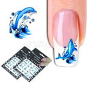 2PCS Nail Art Water Transfer Dolphin Animal Blue Sea Decor Manicure Stickers