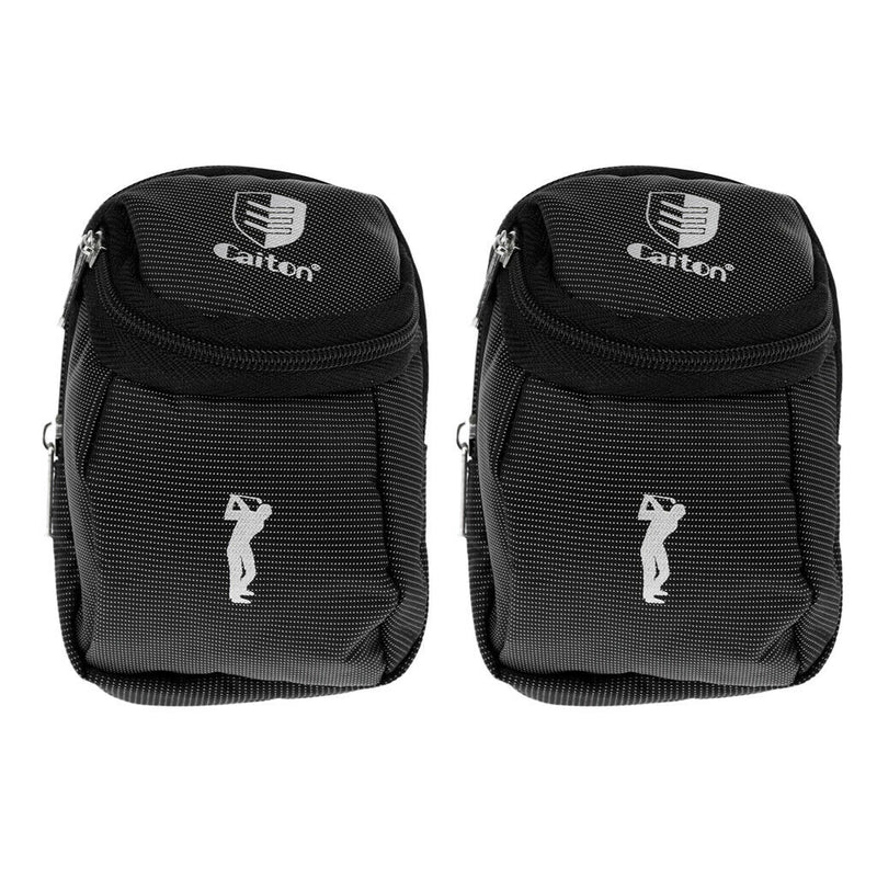 2PCS New Zippered Mini Golf Ball Holder Bag Black (Storage Balls, Tees, Divot