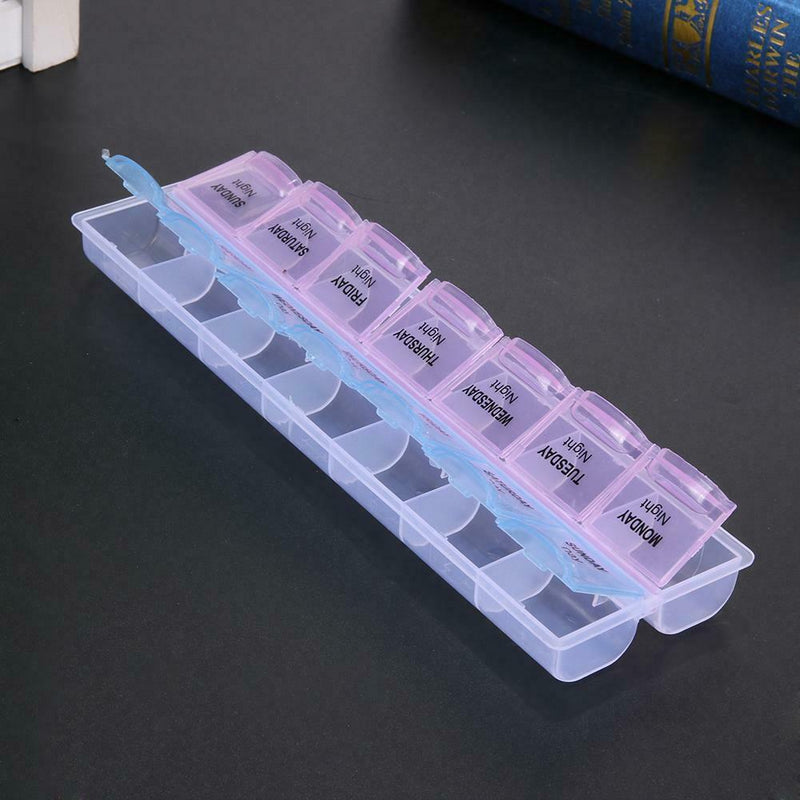 2Row 14Grid Portable Medicine Box Holder Storage Container Pill Case A