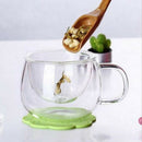 3X 350ml Heat Resistant Glass Round Shaped Tea Cup Flower Teacup w/Infuser JPG