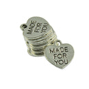 50pcs MADE for YOU Heart Shape DIY Necklace Bracelet Keychain Pendants