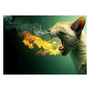 Cat Spit Fire 5D Round Diamond Painting Embroidery DIY Needlework Art Craft