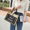 Women Linen Tote Casual Shoulder Bags Fashion Lady Print Handbags (Black L) A#S