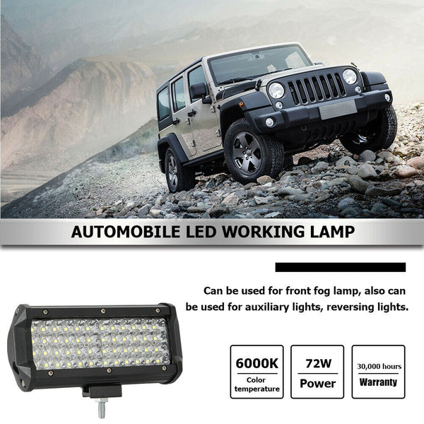 7 inch 144W Offroad LED Light Bar Work Spot Driving Fog Lamp for Truck SUV ATV