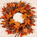 Maple Leaf Pumpkin Berry Wreath Halloween & Christmas Door Home Decor 45Cm