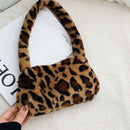 Animal Pattern Underarm Bag Women Mini Plush Shoulder Handbags Purse (7)