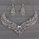 Women Jewelry Sets Wedding Party Bride Crystal Rhinestone Necklace Earrings JR