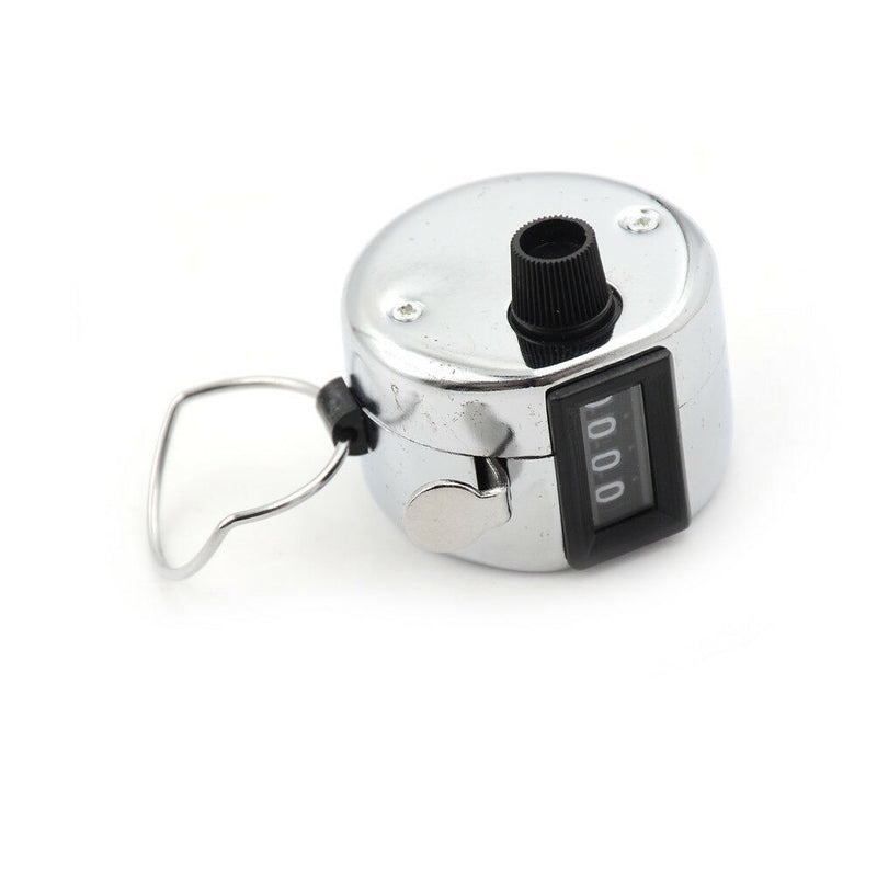 Stainless Metal 4 Digit Number Clicker Golf Hand Tally Click Counter Tool 3C