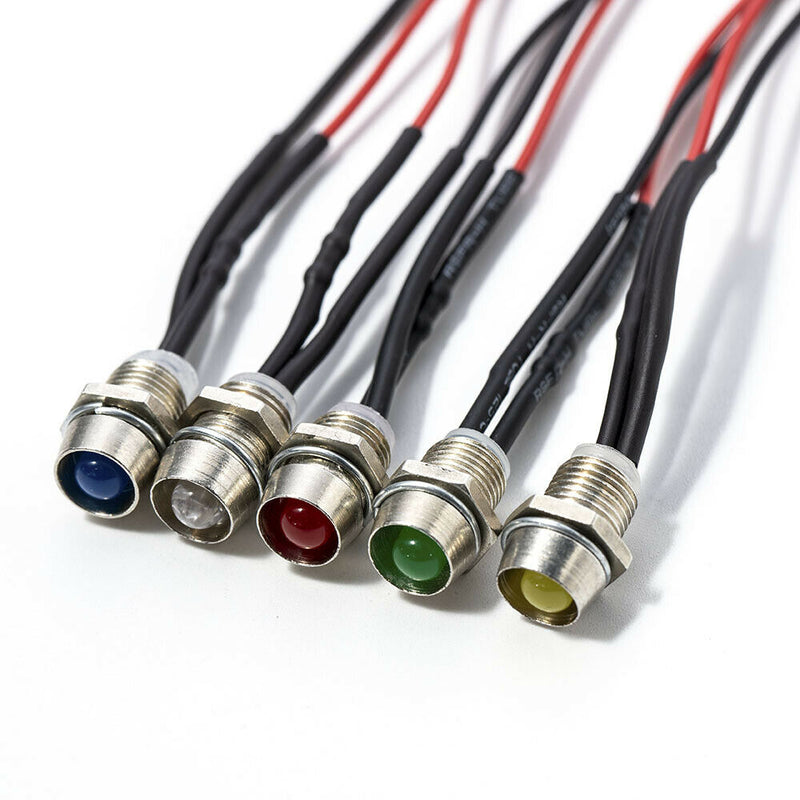10x Top 8mm 12V Indicator Light LED Lamp Bulb Truck Pilot Dash Panel Car Boat AU
