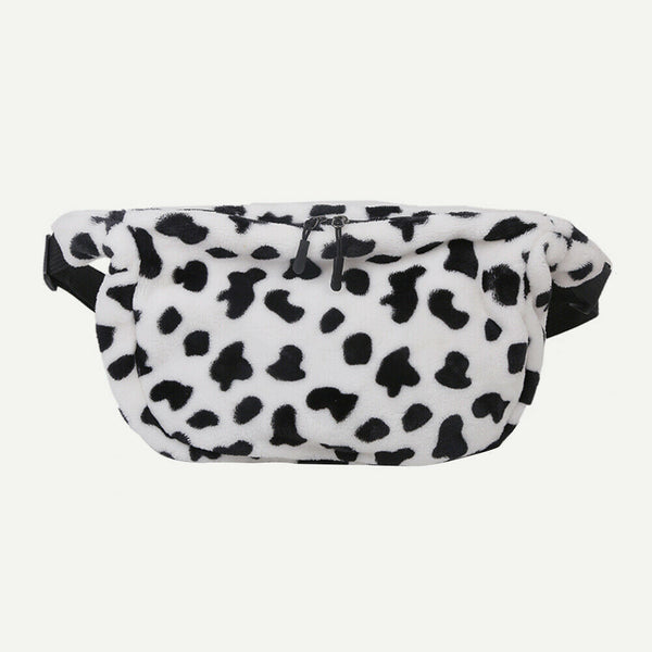 Plush Cute Milk Cow Women Handbags Cartoon Chest Shoulder Messenger Bags Totes