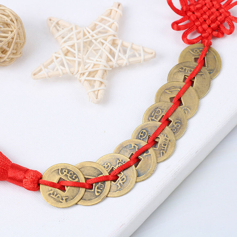 chinese feng shui lucky coins wealth 9 emperors coins home car hanging string M&