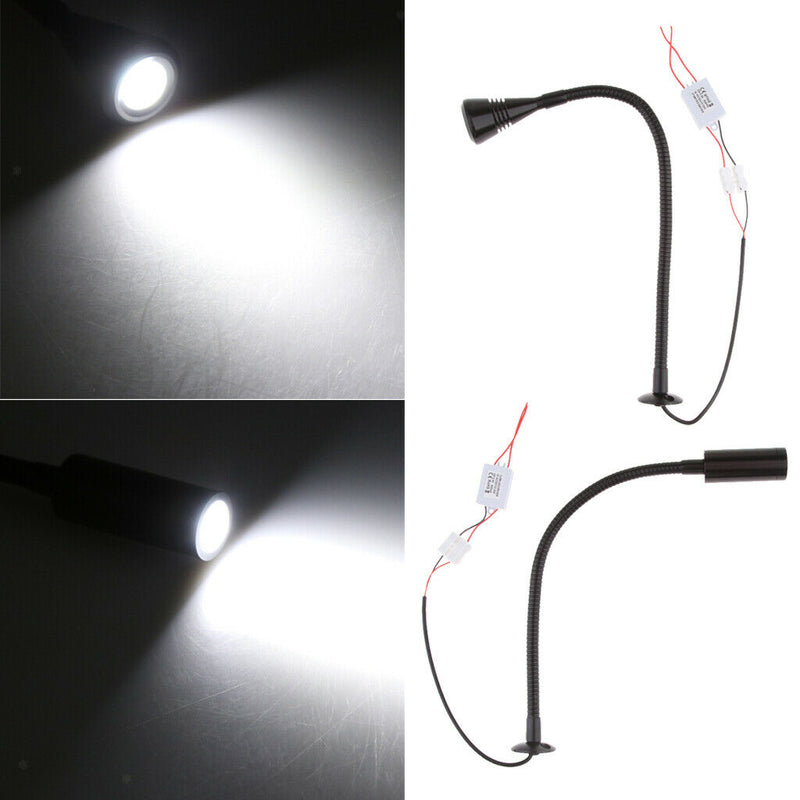 LED Wall Lamp 2W 12V Gooseneck Reading Light - Black Adjustable