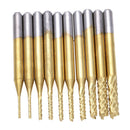 10X Corn Teeth TiN Coated Titanium Milling Cutter Router Drill Bits 0.8-3.17mm