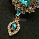 Fashion Blue Rhinestone Crystal Tear Drop Brooch Wedding Party Jewelry